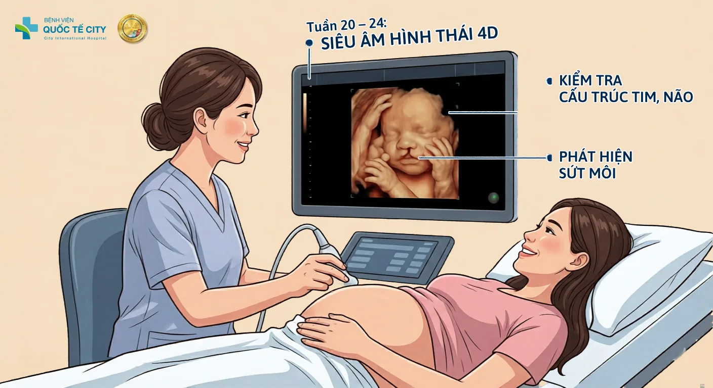 Tuần 20 - 24 là mốc khám thai cực kỳ quan trọng