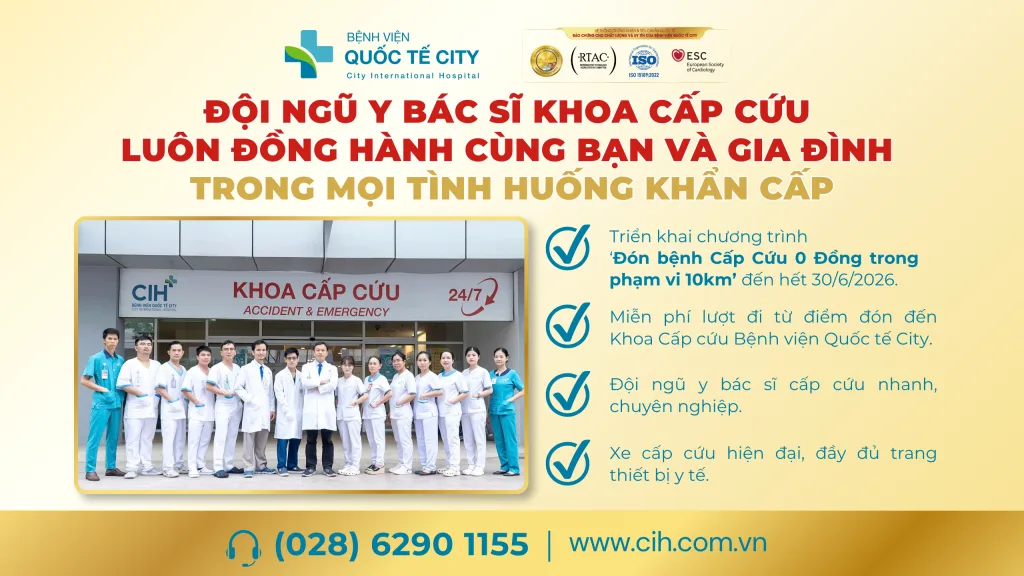 Đội ngũ y bác sĩ khoa Cấp cứu Bệnh viện Quốc tế City sẵn sàng đồng hành cùng bạn và gia đình trong mọi tình huống khẩn cấp