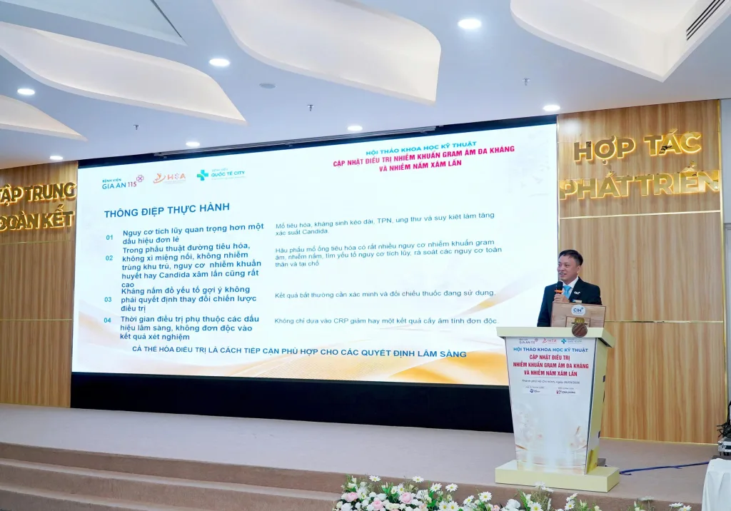 BS. CKII. Nguyễn Văn Nhôm - Trưởng Khoa Cấp Cứu - Hồi sức Tích cực Bệnh viện Quốc tế City trình bày