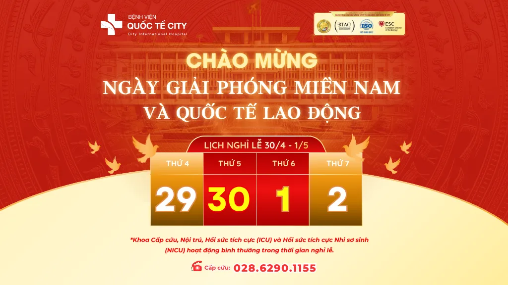 BỆNH VIỆN QUỐC TẾ CITY THÔNG BÁO LỊCH NGHỈ LỄ 30/4 & 1/5